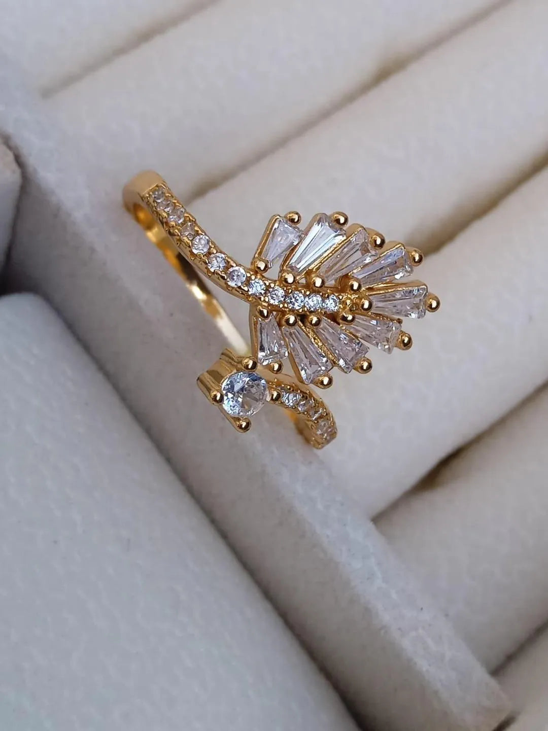 Gold Plated Crystal Adjustable Ring