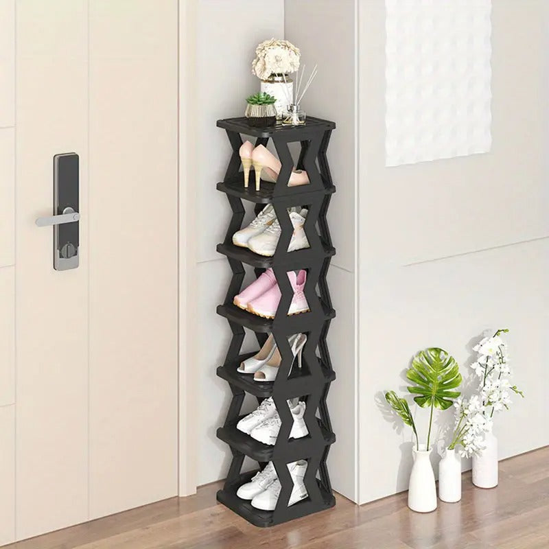6 Floor Shoe Rack - 6 Tier Shoe Rack - Shoe Rack- Unique X Design Shoe Rack- High Quality - Without Box - Blue